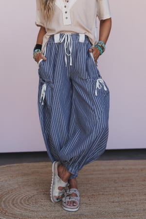 Sunday Social Striped Drawstring Joggers: undefined