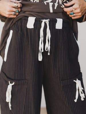 Ahoy Boho Striped Joggers - Midnight L / Midnight