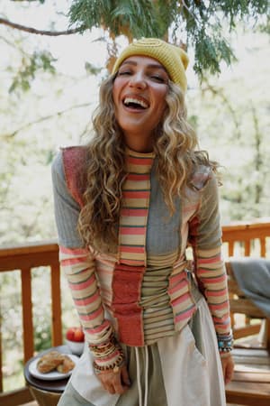 Eclectic Stripes Top: eclectic-stripes-top-pink/Pink