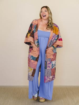 Market Maiden Patchwork Kimono - Peach Multi M/L / Pink Multi