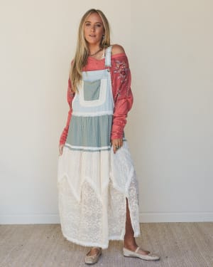 Spring And Lace Overall Dress - Blue M/L / Blue