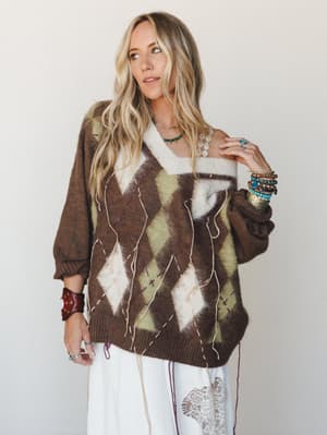 Calico String Sweater: Mocha