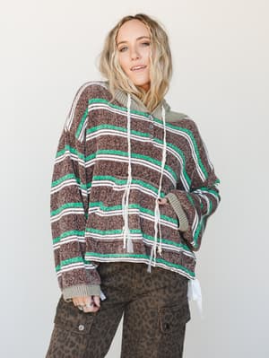 Berkley Striped Hoodie: Choco