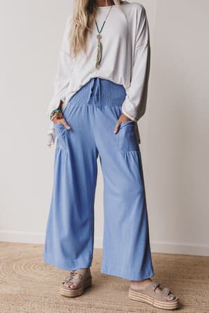 solana-solid-wide-leg-pants-blue/Blue