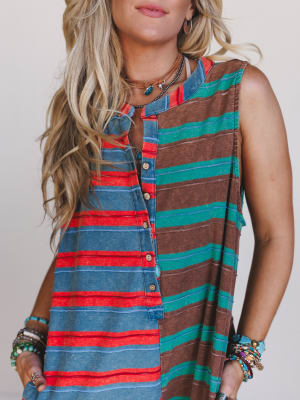 the-nest-cruise-lines-jumpsuit-teal-brown/Teal Brown