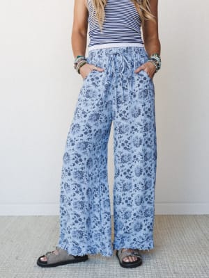 The Nest Sandra Wide Leg Ruffle Pant: undefined