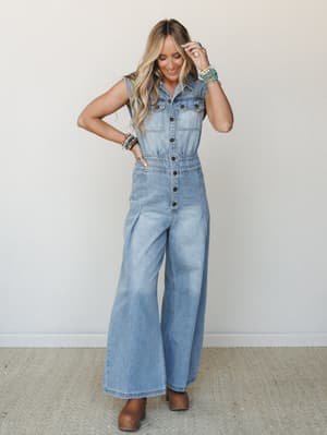 All Star Denim Jumpsuit: all-star-denim-jumpsuit-light-blue-washed/Light Blue Washed