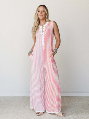 Daphne Striped Wide Leg Jumpsuit: undefined