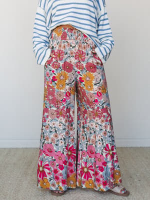 Groovy Gardens Wide Leg Pant: Pink
