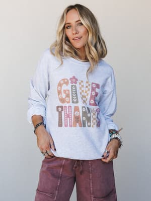 The Nest Give Thanks Pullover Sweater: Ash