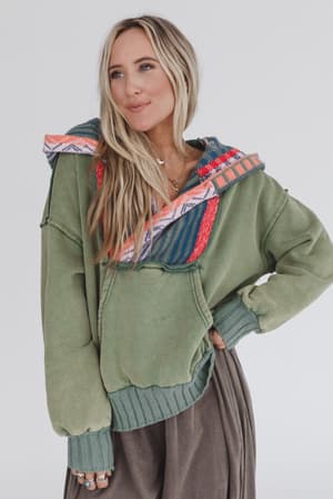 Nori Hoodie Pullover Top: Sage