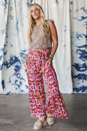 secret-admirer-printed-pants-pink-multi/Pink Multi