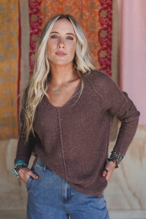 moonlit-layers-v-neck-top-mushroom/Brown