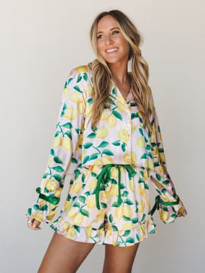 Life with Lemons PJ Short Set: Yellow