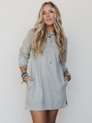 Mission Cozy Sweatshirt Dress - Sleet L / Sleet