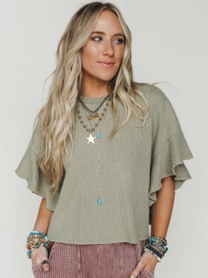 Ruffle Sleeve Tee: undefined