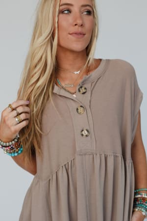sweet-nothings-baby-doll-dress-khaki/Khaki