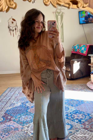 Peace Path Embroidered Top: undefined