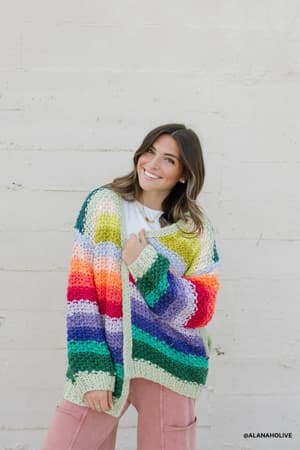 Wrapped up in Color Knit Cardigan: wrapped-up-in-color-knit-cardigan-green-multi/Green Multi