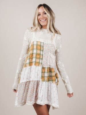 Golden Fields Patchwork Dress: undefined