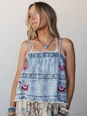 Lunessa Denim Top: undefined