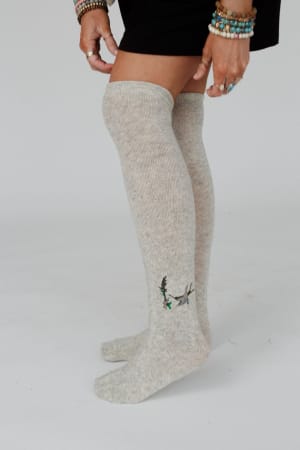 birds-of-a-feather-knee-high-socks-heather-gray/Heather Gray