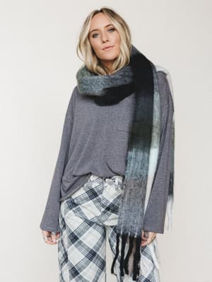 Wild Rye Scarf: wild-rye-scarf-grey-mint/Mint
