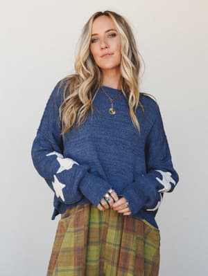 Dose of Stars Sweater: Heather Navy