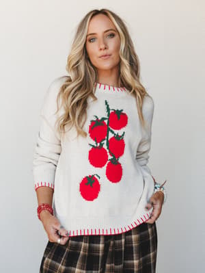 Off the Vine Sweater: Red