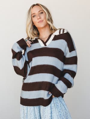 Clementine Sweater: Brown Blue