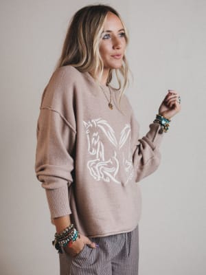 Wild Child Horses Sweater: undefined