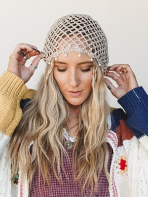 Wildgrass Netted Headband: wildgrass-netted-headband-beige/Beige