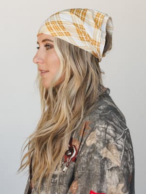 Plaid Bandana: plaid-bandana-mustard/Mustard