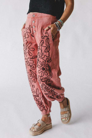 sweet-on-you-embroidered-pants-red/Red