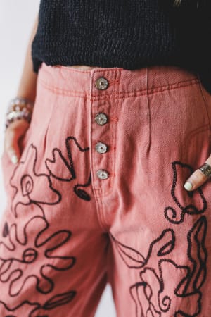 sweet-on-you-embroidered-pants-red/Red
