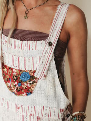 Art Notes Jumpsuit - Ruby Striped L / Ruby Striped