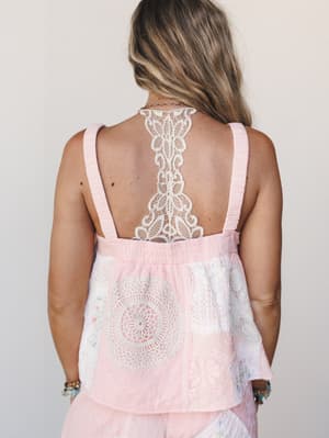 Patchwork Parade Woven Top - Pale Pink S / Pale Pink