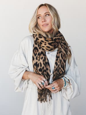 Wild Feeling Animal Print Scarf: Camel