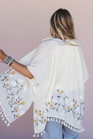 Secret Meadow Embroidered Kimono: undefined
