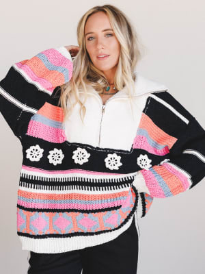 opal-patterned-pullover-black-multi/Black