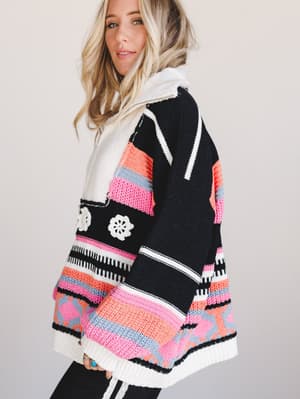 Opal Patterned Pullover: opal-patterned-pullover-black-multi/Black