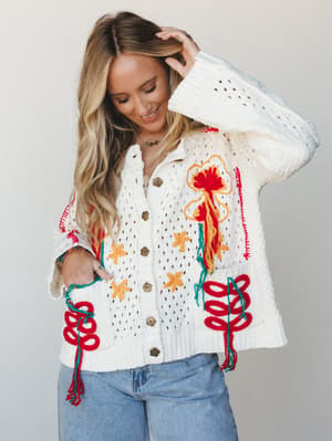 Garden Girl Cardigan: Powder Cream