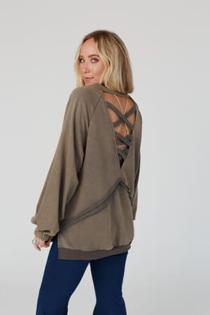 Crossed Paths Sweatshirt: crossed-paths-sweatshirt-dusty-charcoal/Dusty Charcoal