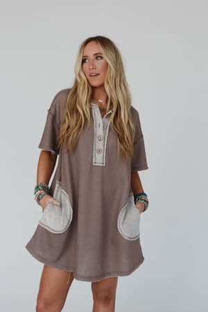 The Nest Jodi Tunic Dress: jodi-tunic-dress-mocha/Mocha