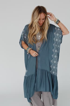 coronado-embroidered-longline-kimono-blue-gray/Blue Gray