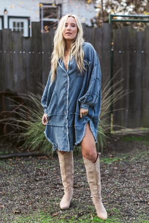 Ophelia Oversized Denim Dress: undefined