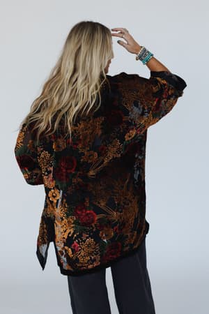 Mirren Velvet Kimono: Black Multi