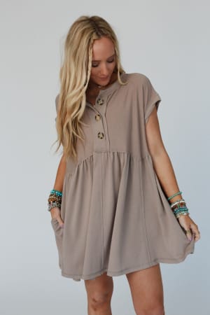 sweet-nothings-baby-doll-dress-khaki/Khaki