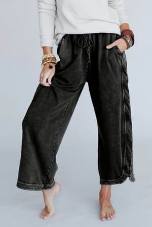 So Comfy Wide Leg Pant Cropped Length: 3bn-so-comfy-wide-leg-pant-charcoal/Charcoal