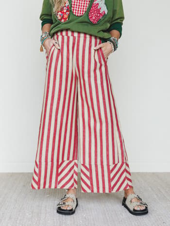 Star of the Sun Striped Pants
- Red L / Red